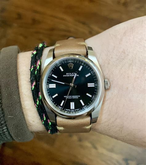 rolex oyster perpetual 36 leather strap